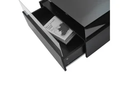 Mesa De Centro*ModernLuxe Mesa de centro moderna - com 2 gavetas + compartimentos em vidro - Preto