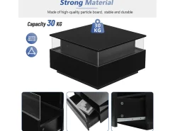 Mesa De Centro*ModernLuxe Mesa de centro moderna - com 2 gavetas + compartimentos em vidro - Preto
