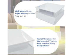 ModernLuxe Mesa de centro moderna - com 2 gavetas + compartimentos em vidro -^ Mesa De Centro