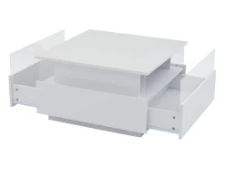 ModernLuxe Mesa de centro moderna - com 2 gavetas + compartimentos em vidro -^ Mesa De Centro