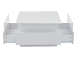 ModernLuxe Mesa de centro moderna - com 2 gavetas + compartimentos em vidro -^ Mesa De Centro