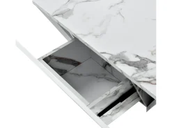 Mesa De Centro*ModernLuxe Mesa de centro moderna - com 2 gavetas - folheado com padrão mármore - Branco