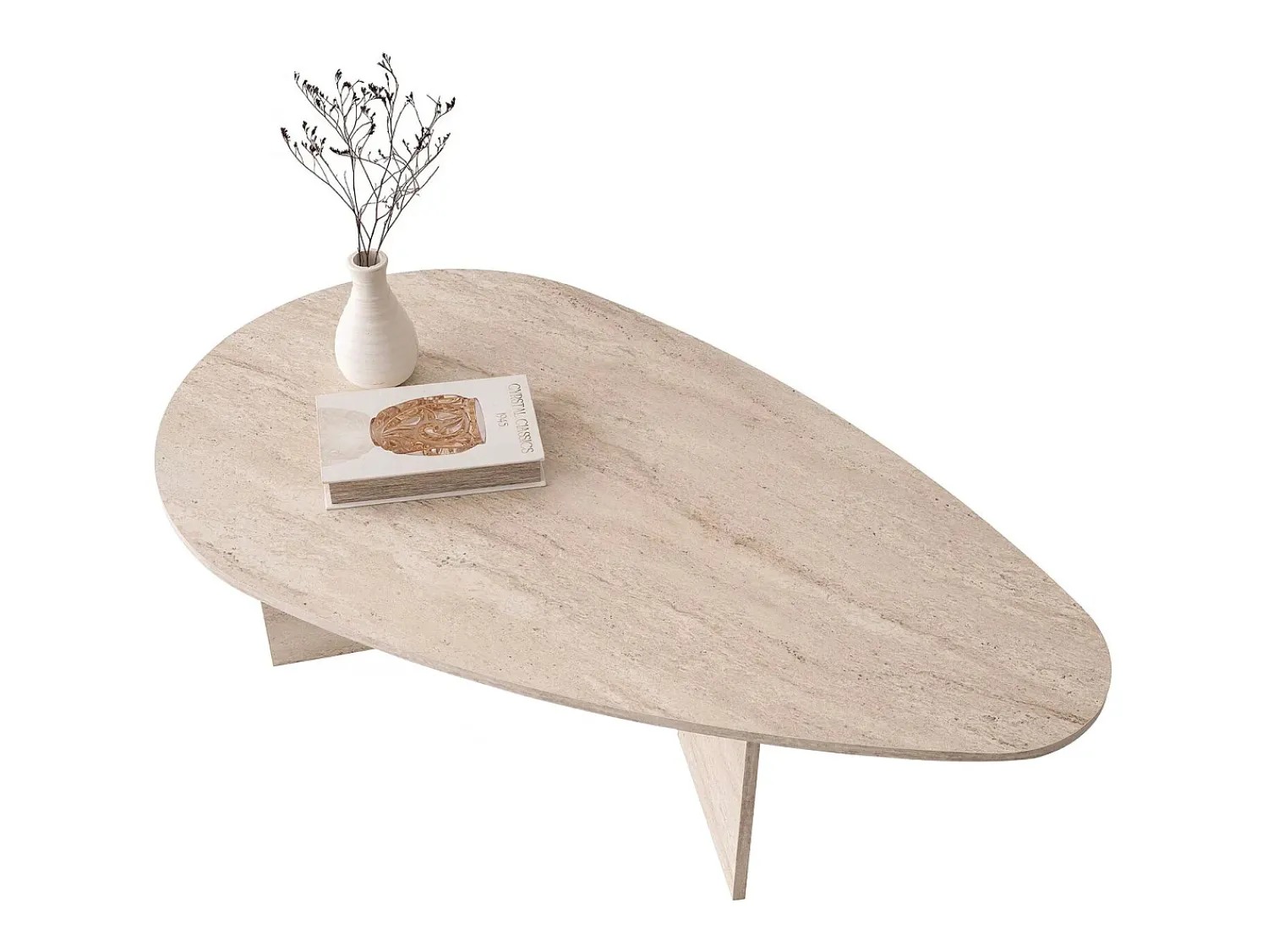 Mesa De Centro*Vente-unique Mesa de centro moderna - Efeito travertino - LOMARETI Bege