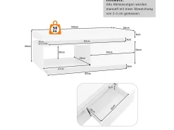 Mesa de centro moderna – Mesa de centro com iluminação LED e gavetas – compartimentos de arrumação abertos – branca^ Mesa De Centro