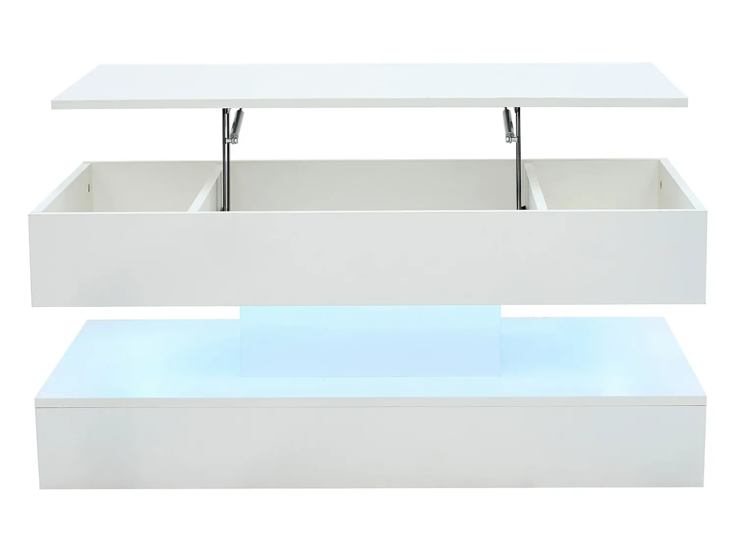Clearance Mesa de centro moderna - Mesa de centro branca com iluminação LED e tomada de carregamento - elevação hidráulica Branco