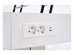 Clearance Mesa de centro moderna - Mesa de centro branca com iluminação LED e tomada de carregamento - elevação hidráulica Branco