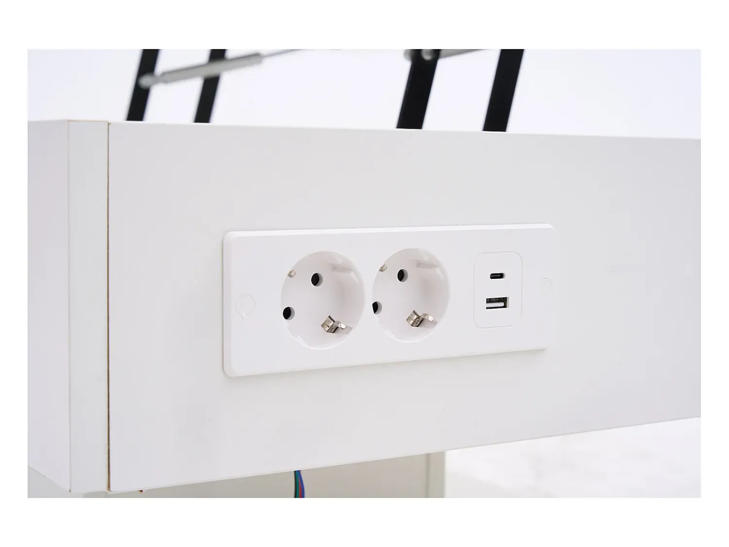 Clearance Mesa de centro moderna - Mesa de centro branca com iluminação LED e tomada de carregamento - elevação hidráulica Branco