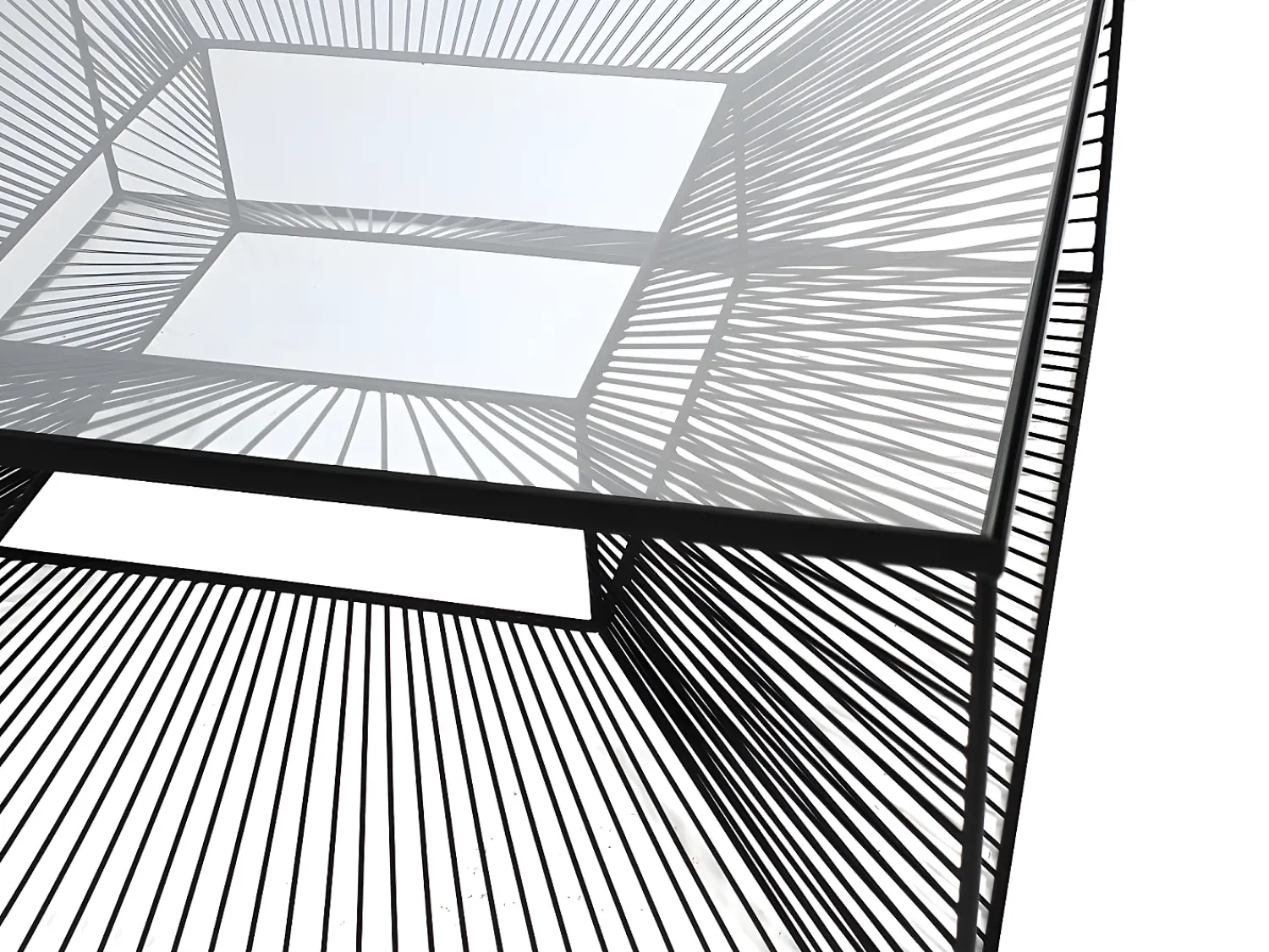 New Vente-unique Mesa de centro moderna - Vidro e metal preto em arame. CLARENCE Transparente / Preto