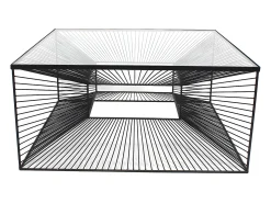 New Vente-unique Mesa de centro moderna - Vidro e metal preto em arame. CLARENCE Transparente / Preto