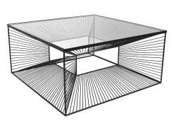 New Vente-unique Mesa de centro moderna - Vidro e metal preto em arame. CLARENCE Transparente / Preto