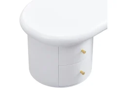 Mesa De Centro| Mesa de centro moderna branca com design assimétrico e 2 gavetas de arrumação. Branco