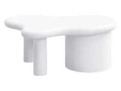 Mesa De Centro| Mesa de centro moderna branca com design assimétrico e 2 gavetas de arrumação. Branco
