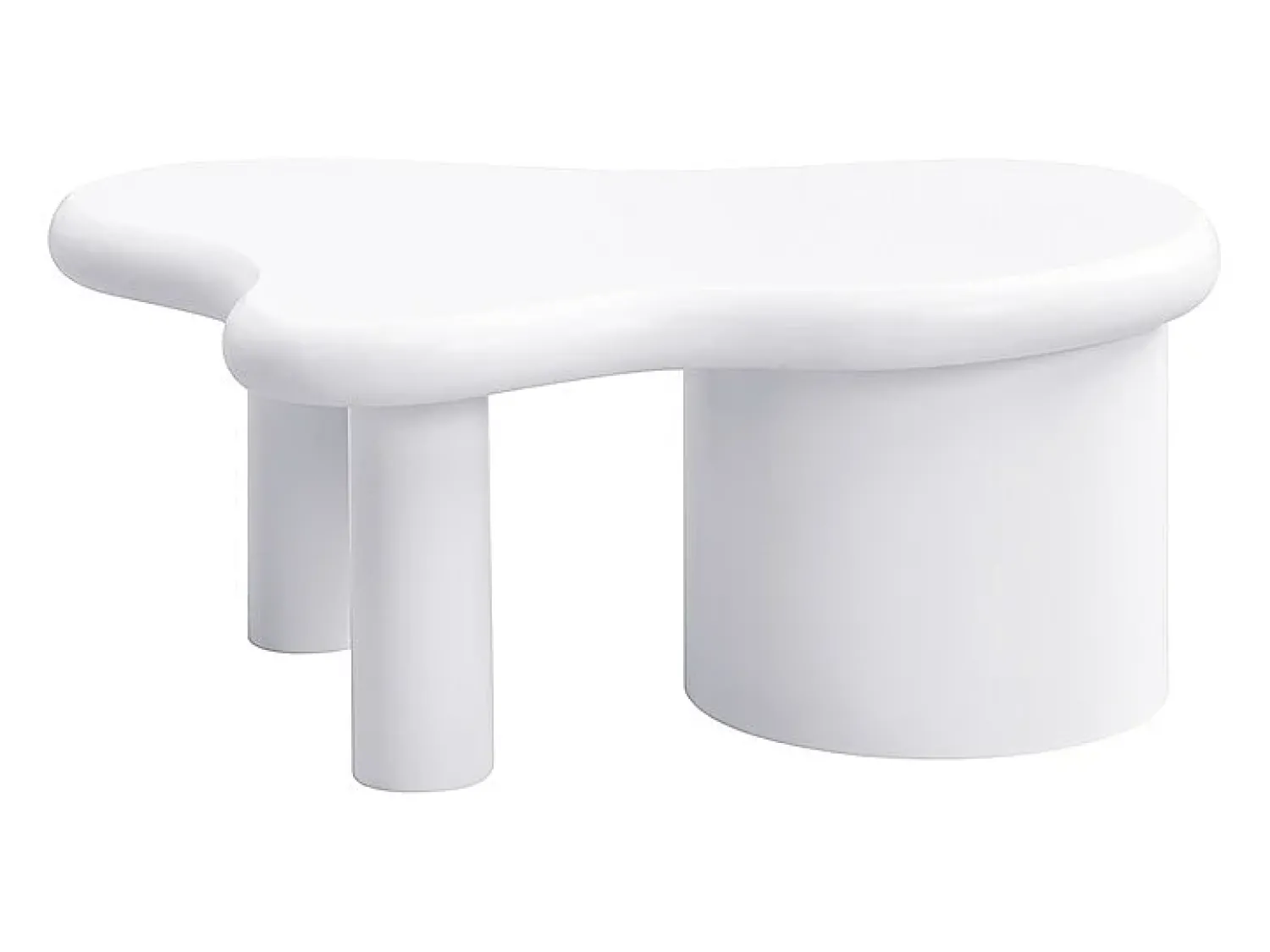 Mesa De Centro| Mesa de centro moderna branca com design assimétrico e 2 gavetas de arrumação. Branco