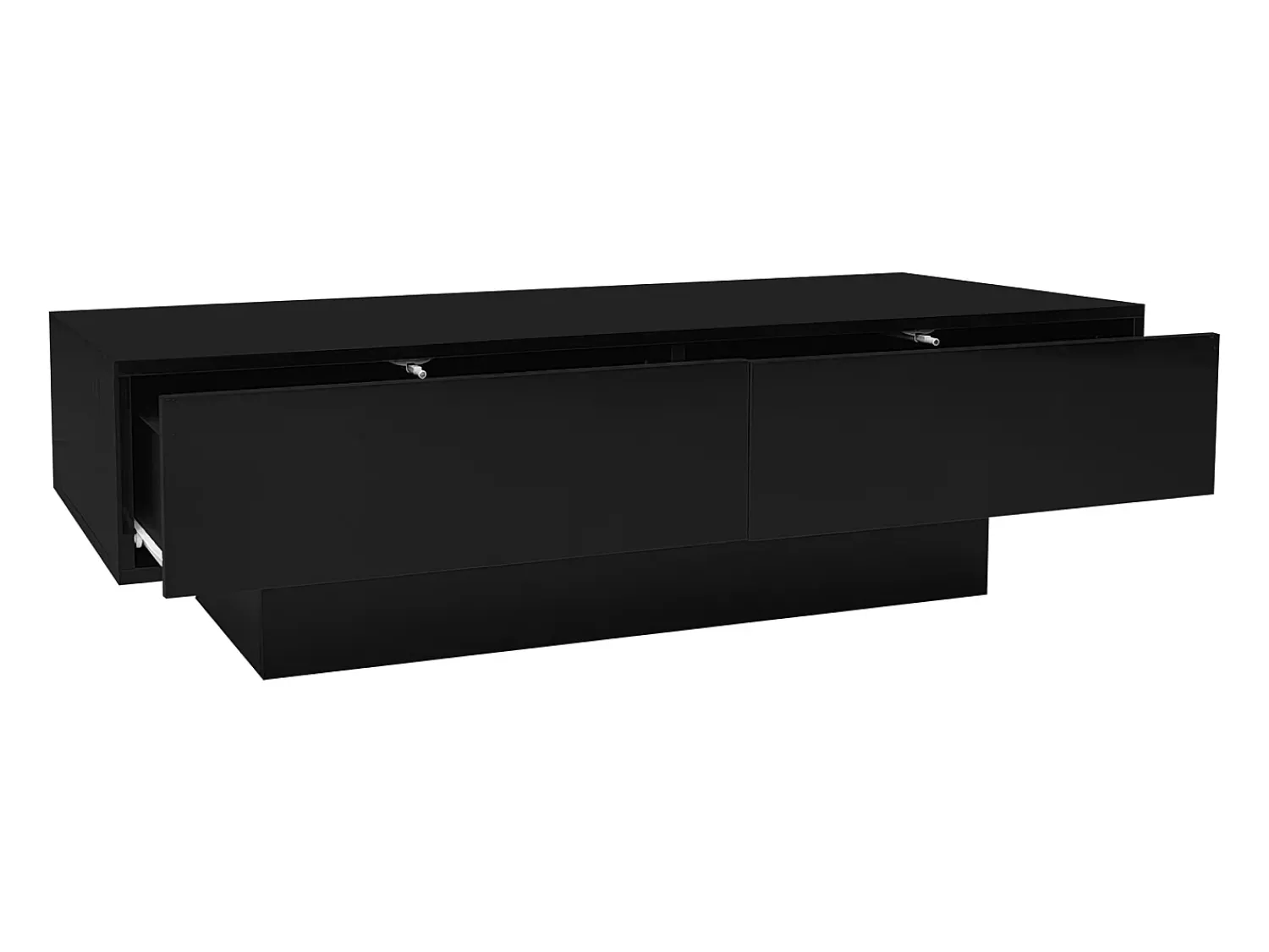 Mesa De Centro* Mesa de Centro Moderna Brilhante - Mesa de Centro com 2 Gavetas e Iluminação LED - Preto