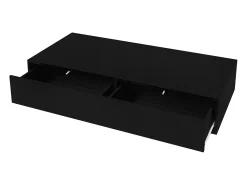 Mesa De Centro|Hauss Spole Mesa de centro moderna com acabamento lacado brilhante, iluminação LED e 2 gavetas - Preta Preto