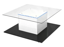 Mesa De Centro*ModernLuxe Mesa de centro moderna com rodízios giratórios - com LED - Branco e Preto Preto / Branco