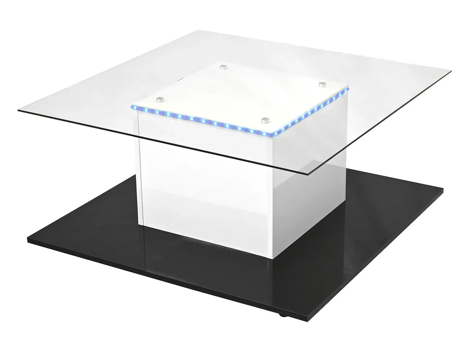 Mesa De Centro*ModernLuxe Mesa de centro moderna com rodízios giratórios - com LED - Branco e Preto Preto / Branco