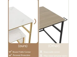 Mesa de centro moderna com armazenamento de camada dupla - Design de canto arredondado anticolisão, tampo grande de 105 cm com prateleiras de armazenamento abertas^ Consola
