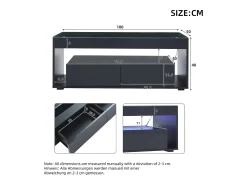 Best Mesa de centro moderna com LED, mesa retangular com 2 gavetas grandes, preta, 100 × 50 × 40 cm Preto