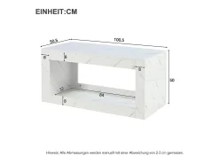Merax Mesa de centro moderna com acabamento laqueado brilhante - 100,5 x 50,5 x 50 cm - mesa de centro com efeito mármore e iluminação LED - aglomerado - branca^ Mesa De Centro