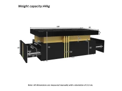 Mesa De Centro*Hauss Spole Mesa de centro moderna com 2 gavetas em folheado de mármore , bordas laterais em metal dourado Preto