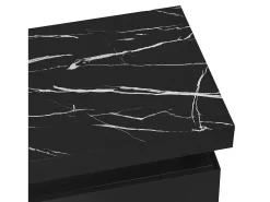 Mesa De Centro*Hauss Spole Mesa de centro moderna com 2 gavetas em folheado de mármore , bordas laterais em metal dourado Preto
