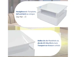 Mesa De Centro|Merax Mesa de centro moderna com 2 gavetas e espaço transparente - 70 x 70 x 41 cm - LEDs - Aglomerado - brilhante Branco