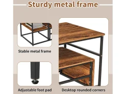 Clearance Mesa de centro moderna com armazenamento de camada dupla - Design de canto arredondado anticolisão, tampo grande de 105 cm com prateleiras de armazenamento abertas Natural escuro