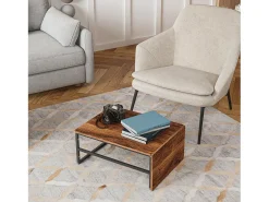 Clearance Mesa de centro moderna com armazenamento de camada dupla - Design de canto arredondado anticolisão, tampo grande de 105 cm com prateleiras de armazenamento abertas Natural escuro