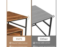 Clearance Mesa de centro moderna com armazenamento de camada dupla - Design de canto arredondado anticolisão, tampo grande de 105 cm com prateleiras de armazenamento abertas Natural escuro