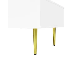 Mesa De Centro|Merax Mesa de centro moderna com 2 gavetas - 100 C x 60 L x 41,5 A cm - Madeira MDF - brilhante Branco