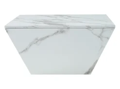 Sale Hauss Spole Mesa de centro moderna com 2 gavetas em folheado de mármore , formato trapezoidal Branco