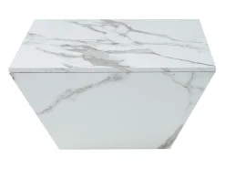 Sale Hauss Spole Mesa de centro moderna com 2 gavetas em folheado de mármore , formato trapezoidal Branco