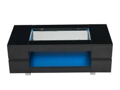 Hauss Spole Mesa de centro moderna com LED, tampo de estrutura oca com vidro, superfície lacada a^ Mesa De Centro