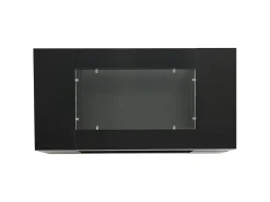 Hauss Spole Mesa de centro moderna com LED, tampo de estrutura oca com vidro, superfície lacada a^ Mesa De Centro