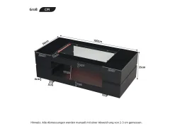 Hauss Spole Mesa de centro moderna com LED, tampo de estrutura oca com vidro, superfície lacada a^ Mesa De Centro