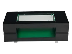 Hauss Spole Mesa de centro moderna com LED, tampo de estrutura oca com vidro, superfície lacada a^ Mesa De Centro