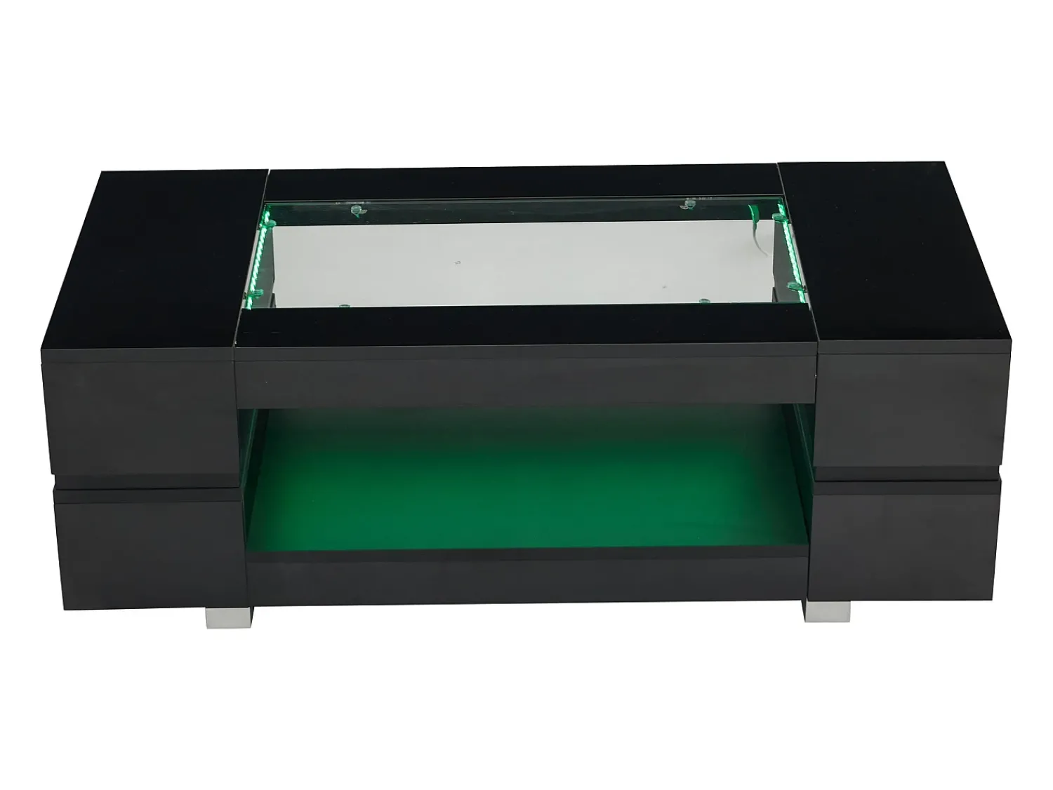 Hauss Spole Mesa de centro moderna com LED, tampo de estrutura oca com vidro, superfície lacada a^ Mesa De Centro