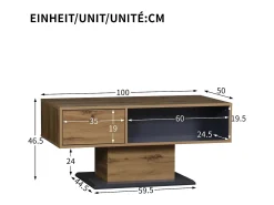 Mesa De Centro*Merax Mesa de centro moderna com espaço de armazenamento - 100 x 50 x 46,5 cm - com prateleira e compartimento interno - aglomerado - cor natural clara Natural claro