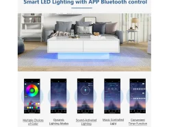ModernLuxe Mesa de centro moderna com LED - 2 gavetas -^ Mesa De Centro
