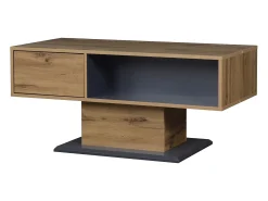 Mesa De Centro*Hauss Spole Mesa de centro moderna com espaço de arrumação em ambos os lados - Madeira e cor cinzenta Natural claro