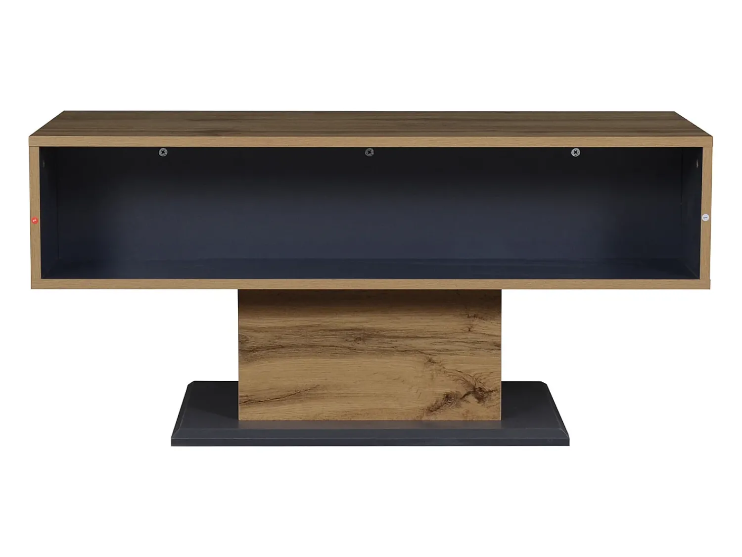 Mesa De Centro*Hauss Spole Mesa de centro moderna com espaço de arrumação em ambos os lados - Madeira e cor cinzenta Natural claro