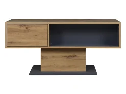 Mesa De Centro*Hauss Spole Mesa de centro moderna com espaço de arrumação em ambos os lados - Madeira e cor cinzenta Natural claro