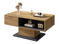 Mesa De Centro*Hauss Spole Mesa de centro moderna com espaço de arrumação em ambos os lados - Madeira e cor cinzenta Natural claro