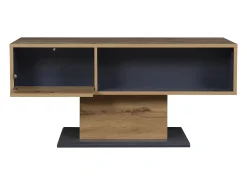 Mesa De Centro*Hauss Spole Mesa de centro moderna com espaço de arrumação em ambos os lados - Madeira e cor cinzenta Natural claro