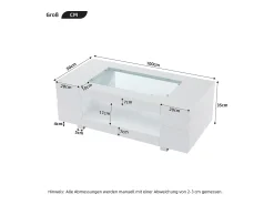 Hauss Spole Mesa de centro moderna com LED, tampo de estrutura oca com vidro, superfície lacada a^ Mesa De Centro