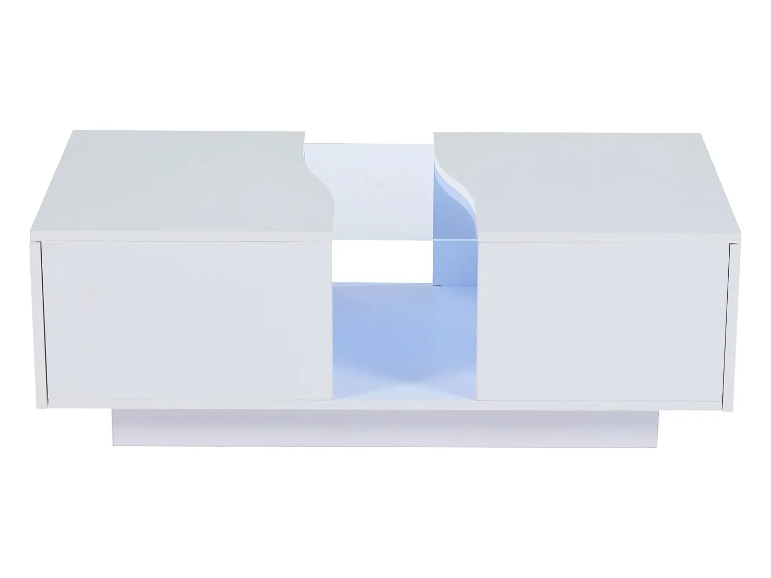 Mesa De Centro*ModernLuxe Mesa de centro moderna com LED e 2 gavetas - 100x50x35 cm - MDF - Branco