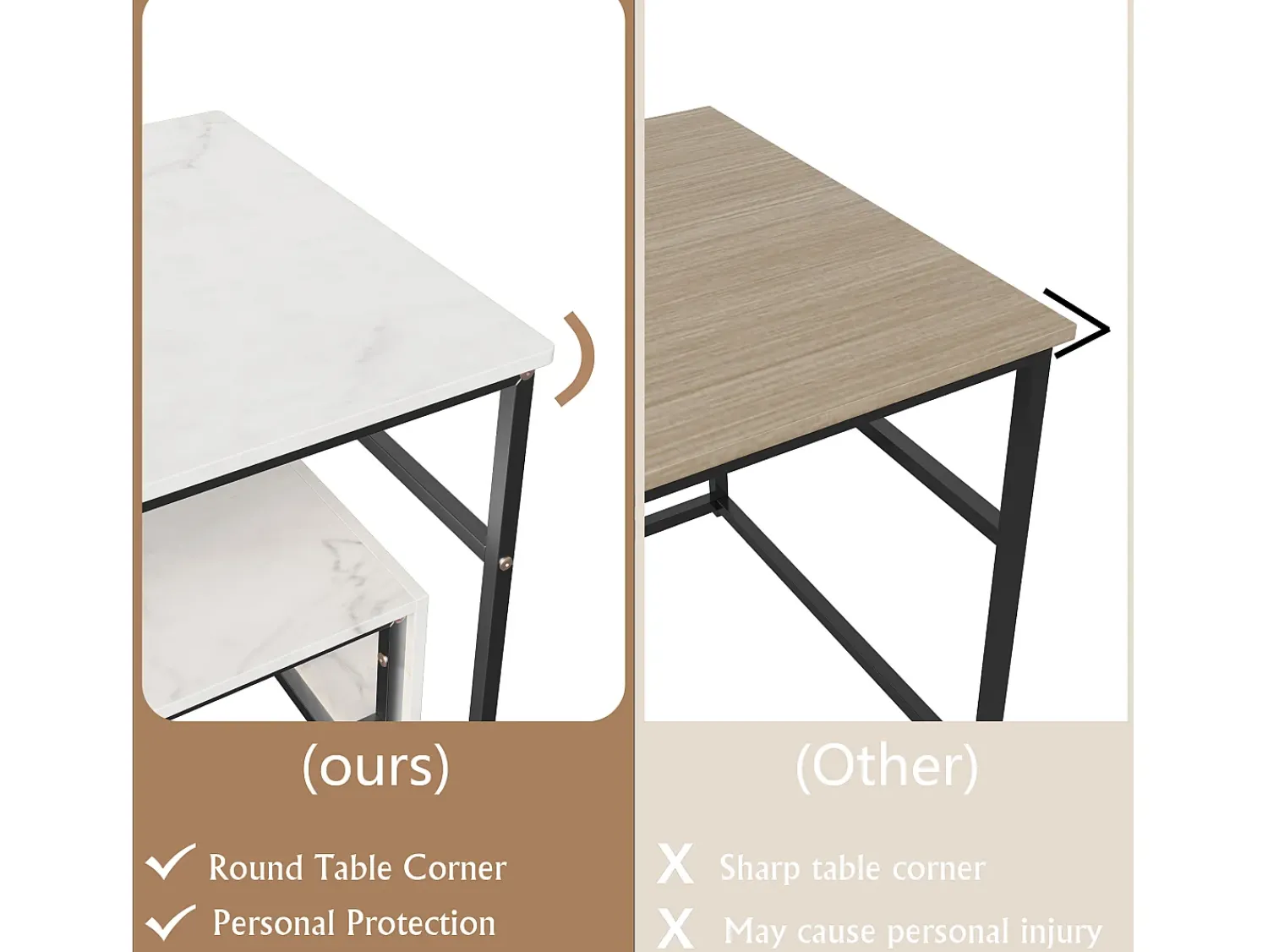 Online Mesa de centro moderna com armazenamento de camada dupla - Design de canto arredondado anticolisão, tampo grande de 105 cm com prateleiras de armazenamento abertas Preto