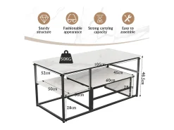 Online Mesa de centro moderna com armazenamento de camada dupla - Design de canto arredondado anticolisão, tampo grande de 105 cm com prateleiras de armazenamento abertas Preto