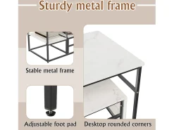 Online Mesa de centro moderna com armazenamento de camada dupla - Design de canto arredondado anticolisão, tampo grande de 105 cm com prateleiras de armazenamento abertas Preto